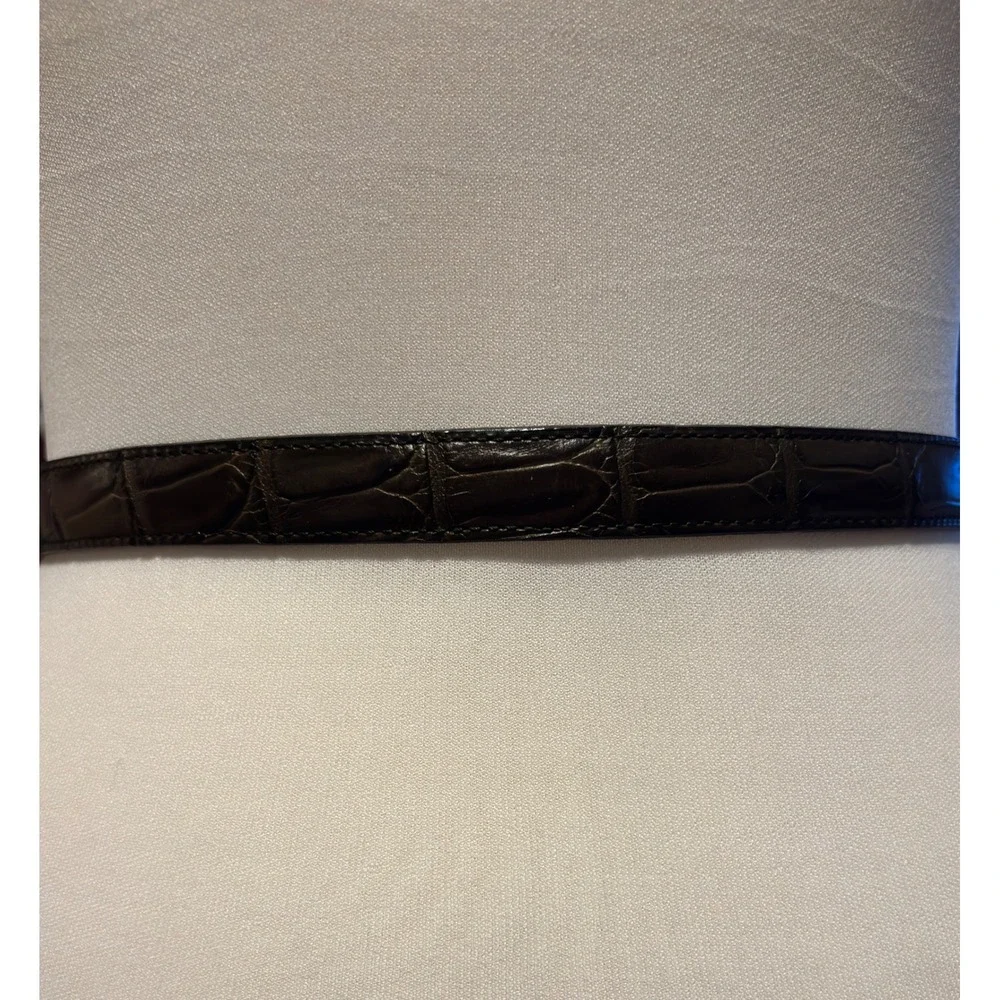 Brighton Brown Leather‎ Crocodile Embossed Belt Silver Ornate Buckle Size 28